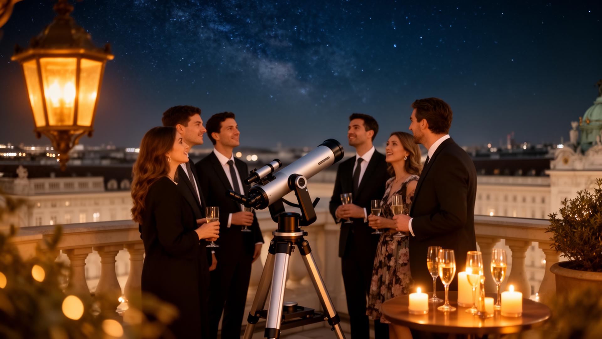 Premium Rooftop Stargazing Experience in Wien mit eleganten Gästen