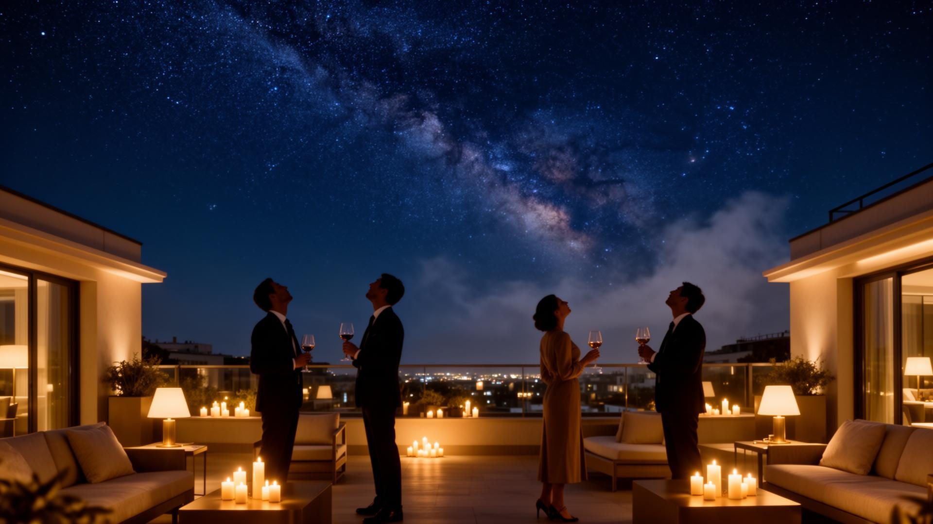 Premium Stargazing Rooftop Event in Wien unter klarem Sternenhimmel