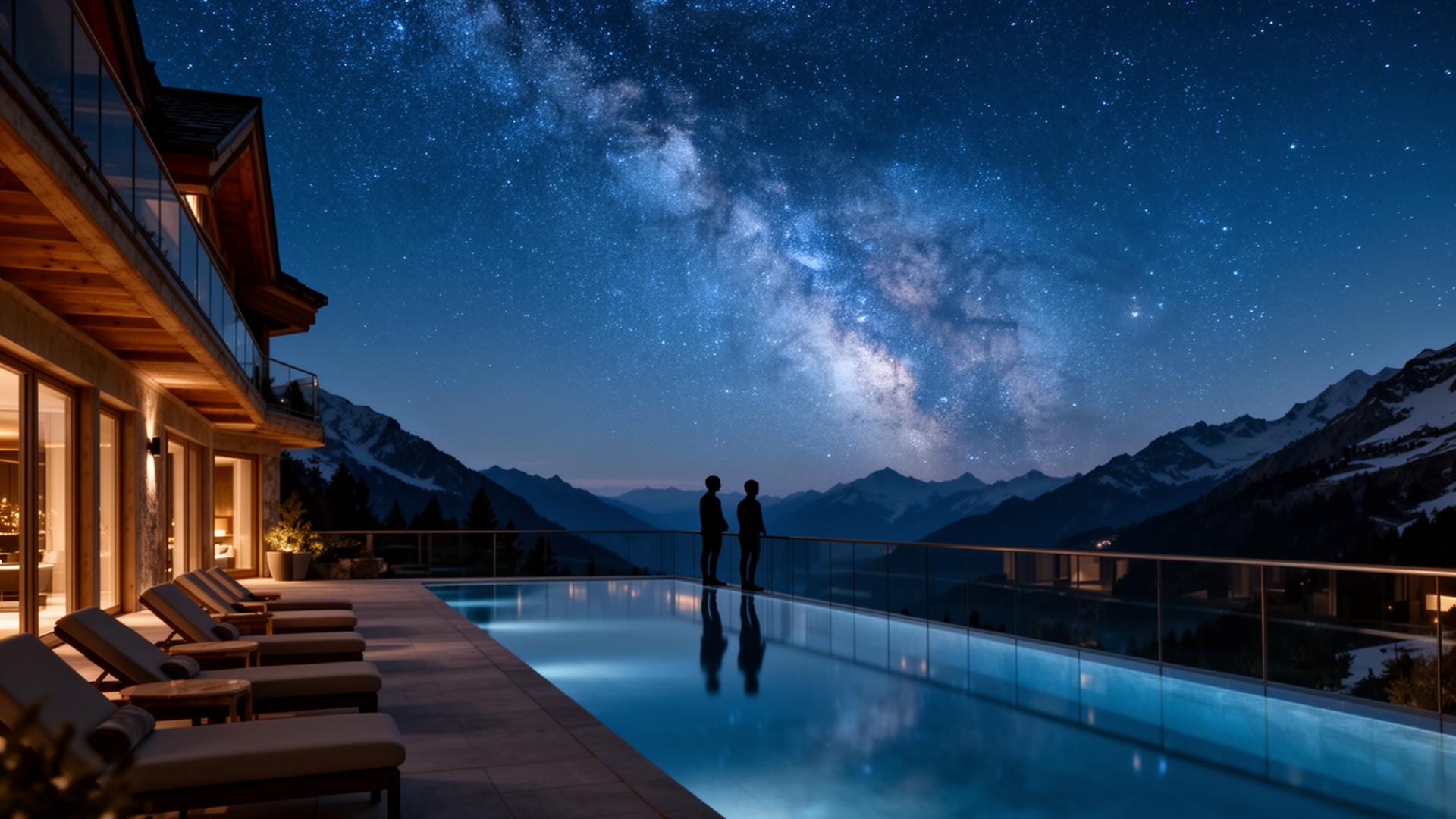 Sternenhimmel über der Alpenregion in Österreich